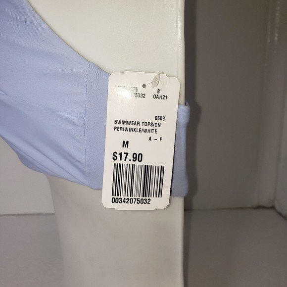 FOREVER 21 Reversible One Shoulder Swim Top Periwinkle Blue / White Size Medium - Picture 5 of 8